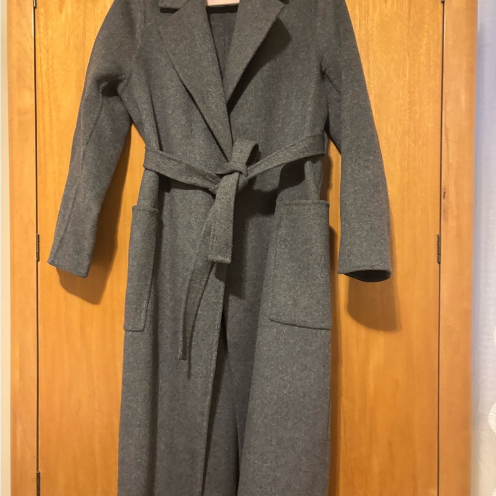 H&M Premium Collection Gray Belted Coat .